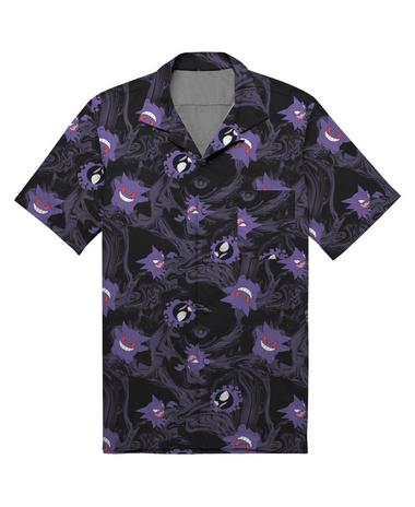 Pokemon Ghost Type Allover Print Unisex Woven Button-Up Shirt Exclusivité Games Zone